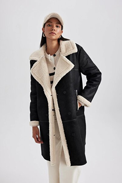 DeFacto Regular Fit plyšový semišový kabát Parka A1305ax23wn