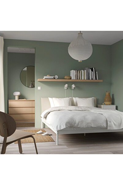 IKEA beyaz-bej 160x200 cm çift kişilik metal karyola akdenizshop