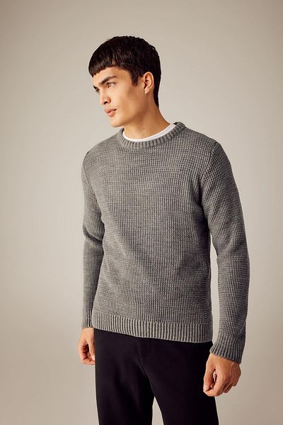 DeFacto Standard Fit Regular Cut Crew Neck Basic Plain Knitwear Sweater N9902Az23Wn