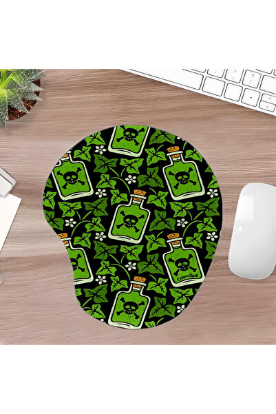 UcuruStore Zehir Design Mouse Pad oval decupat cu suport pentru încheietura m...