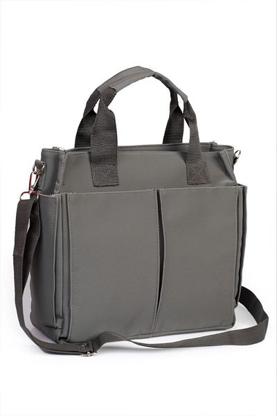 ARTON Women's Gray Column Strap Multi-Compartment Shooper Casual Shoulder Bag