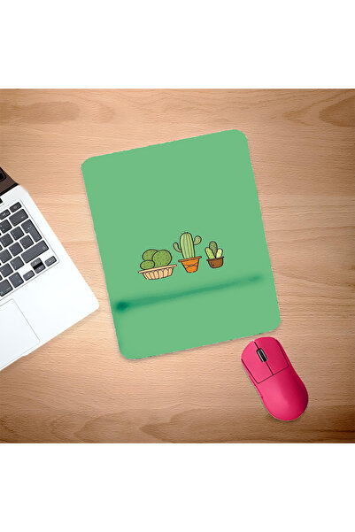 UcuruStore Τριπλό Ορθογώνιο Mouse Pad σε πράσινο χρώμα Cactus με υποστήριξη γ...