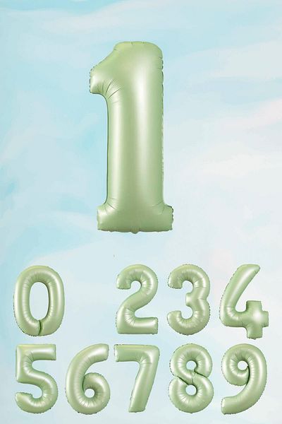 PEKSHOP Retro Green Number Balloons 80 cm Retro Color Age Balloons