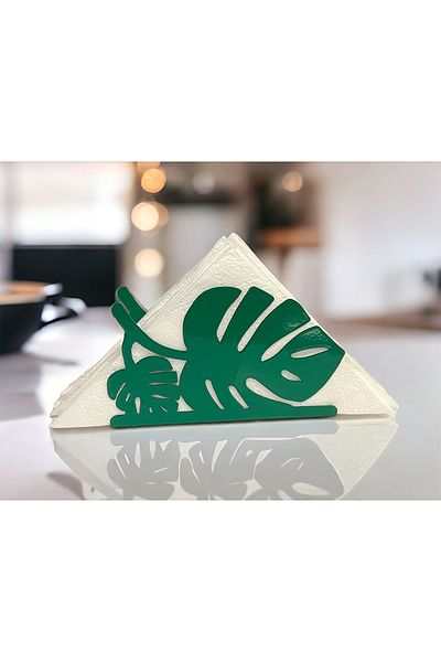 decorelax Palm Leaf Themed Green Metal Napkin Holder