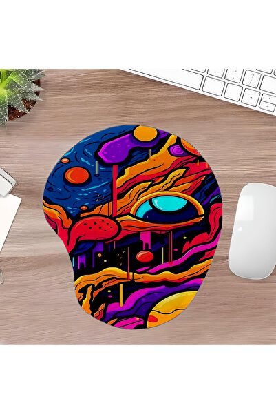 UcuruStore Πολύχρωμο Περίπλοκο Σχέδιο Οβάλ Επιφάνεια Ποντικιού με Στήριγμα Κα...