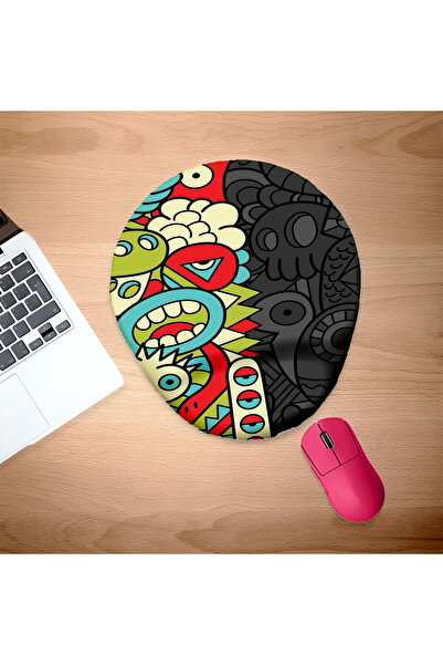 UcuruStore Μισό έγχρωμο, μισό άχρωμο, οβάλ επιφάνεια ποντικιού με σχέδιο και ...