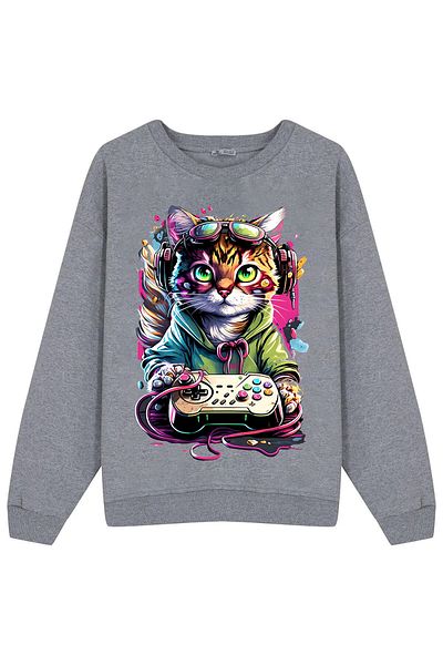 Pisa Art hanorac imprimat pisica care joacă psa