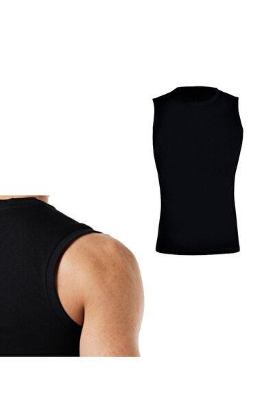 marufshop Ανδρικό μπλουζάκι με μανίκια Crew Neck Slimfit Lycra μαύρο