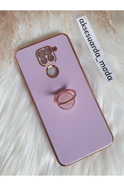 Aksesuarda Moda XİAOMİ REDMİ NOTE 9 Uyumlu Yüzüklü Standlı Gold Detaylı Lazer...