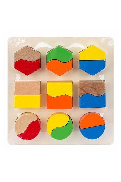 Hongji Wooden Geometric Shaped Blocks 18 Pieces