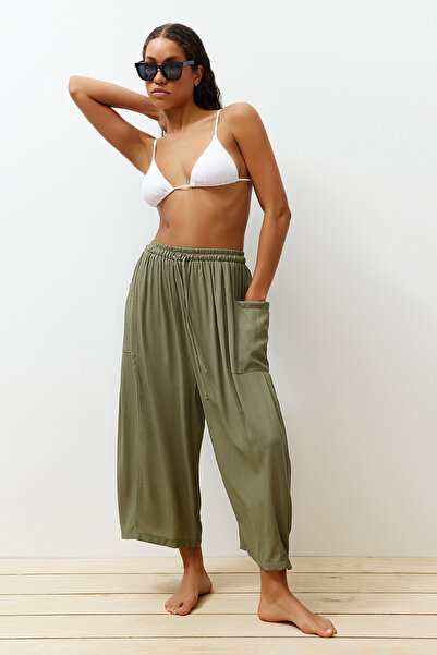 Trendyol Collection Khaki tkané kalhoty TBESS24PL00007