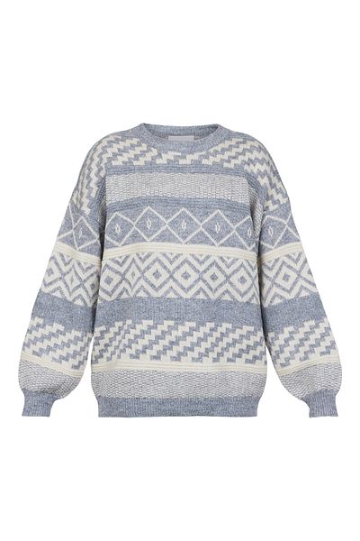 Sister's Point Grauer/cremefarbener Pullover für Damen/Mädchen