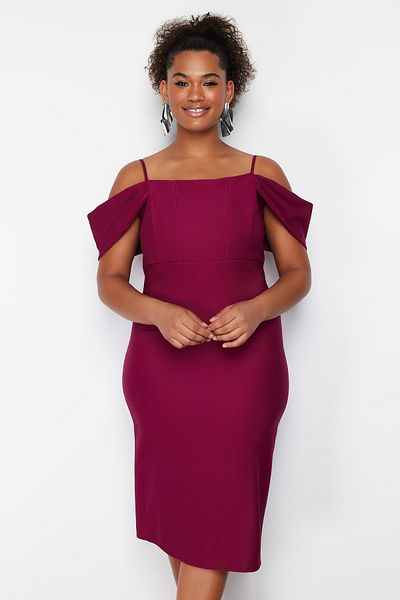 Trendyol Curve Purple Finike Woven Plus Size Dress