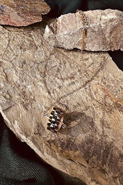 MOONİ ACCESSORİES Çelik Kolye Alyans Yüzük Tasarım Silindir 3 Renkli Carti Mo...