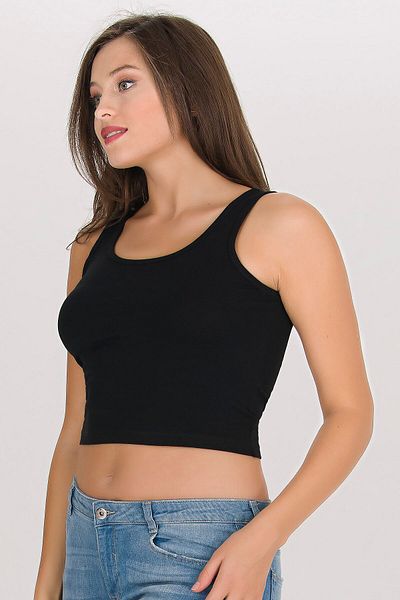 Sensu Women's Black Thick Strap Crop Bustier - Bst1005