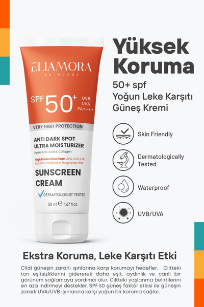 eliamora Yoğun Leke Karşıtı +50 Spf Güneş Kremi