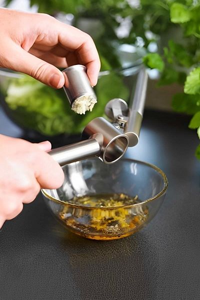 Tilbe Home Steel Garlic Masher Press with Practical Chamber Garlic Crushing Apparatus Steel Garlic Masher Press
