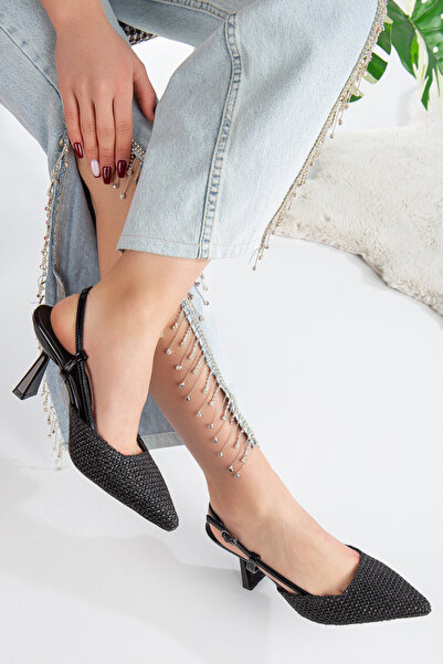 SİLAR SLR-849 Черни обувки с висок ток и талия