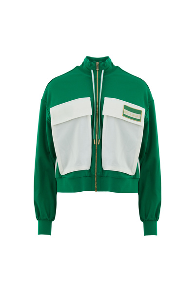 GİZİA Etiket Detaylı Bağcıklı Geniş Cep Yeşil Eşofman Üstü