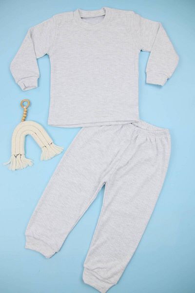 Lindakids Corduroy Cotton Gray Children's Pajama Set