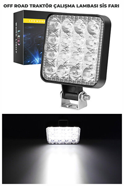 Manken İstanbul Off Road Traktör Tir Kamyon Sis Fari Ve Çalışma Lambası 16 Led Kare Beyaz 3 İNÇ 84mm