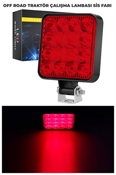 Genel Markalar Off Road Traktör Tir Kamyon Sis Fari Ve Çalışma Lambası 16 Led Kare Kırmızı 3 İNÇ 84mm
