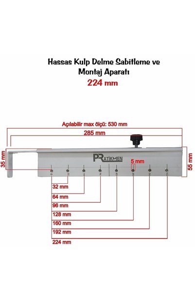 pratikmen Precision Handle Drilling Fixing and Mounting Tool 224 mm