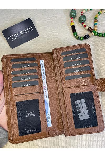 SANAT LEATHER SL-2102 UNISEX 19cm×9.5cm Genuine Leather Wallet with Phone Compartment Driver's License/ID Compartment NEW SEASON