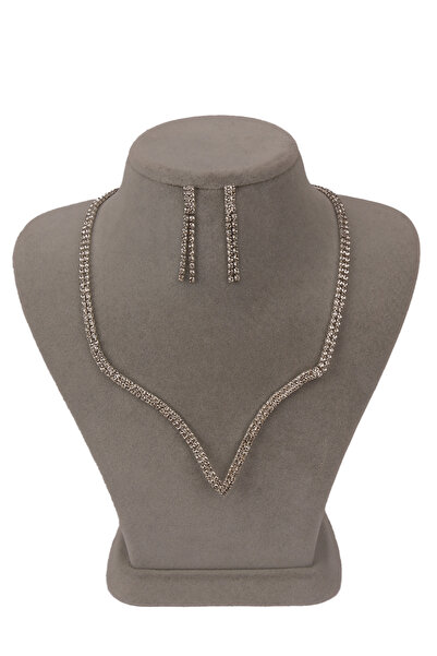 Limelia طقم قلادة وأقراط للسهرة بتصميم الملكة اللامعة من حجر الكريستال