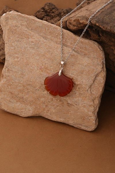 Dünya Doğal Taş Sea Shell Shaped Agate Stone Necklace