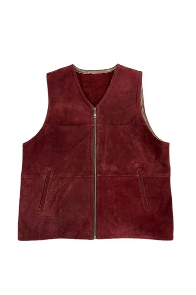 Lndr Men's Leather Vest Inside Fur-Outside Suede Genuine Leather Classic Vest