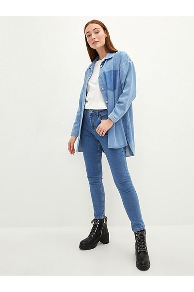 Geppetto Mary Blue Lycra Mom Jean Pantaloni Mom