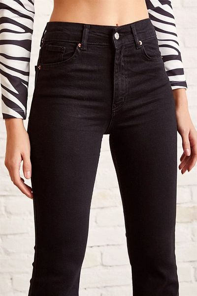 Geppetto Women's Black High Waist Flare Leg Non-Fading Jeans Denim Trousers