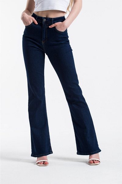 Geppetto Loris Women Navy Blue High Waist Spanish Leg Jean