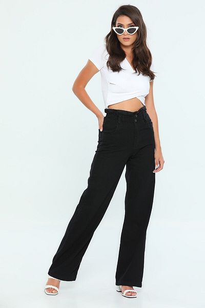 Geppetto Monera Drawstring- Elastic Waisted High Waist Boyfrend Loose Leg Jeans Jean