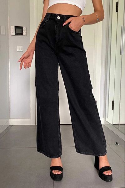 Geppetto Isabella Viana Extra High A.c.a.i.p S.o.l.m.a.z Blugi negri largi Pantaloni Palazzo