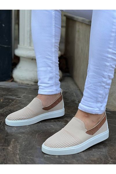 BZ Moda B114 Bt Lace-Up Orthopedic Sole Knitwear Ανδρικά Κλασικά Παπούτσια Μπεζ/μαύρισμα