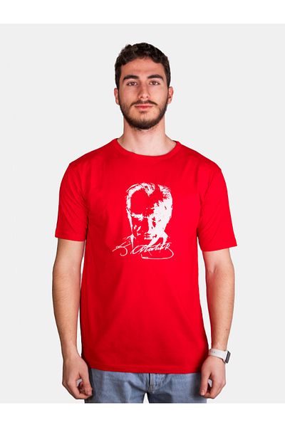 Çapıt Unisex 100% Cotton Standard Cut Crew Neck Short Sleeve White Atatürk Printed T-Shirt
