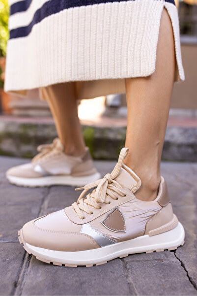 ANGELİNA JONES MUÇİ KADIN BEJ PARASUT KUMAŞ GARNİLİ SNEAKER