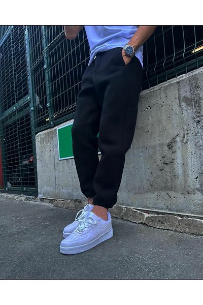 FUNSTYLE Μαύρο Unisex Loose Cut φαρδύ αθλητικό πάτο