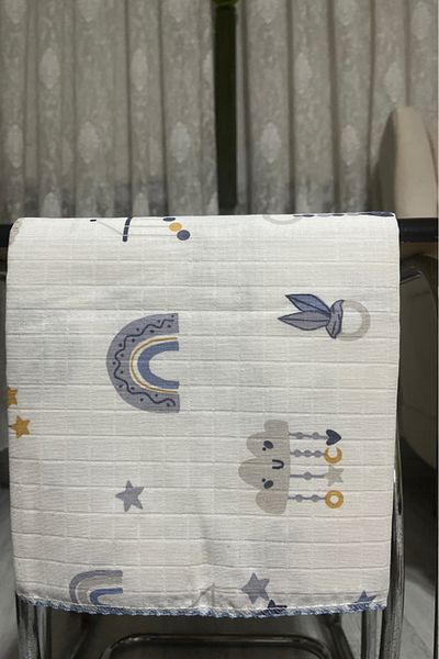 Bamoola 100% Cotton Blue Cloud 80X90 cm Multi-Purpose Muslin Blanket Baby / Child / Newborn Edge Processing