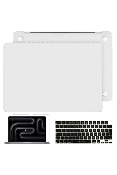 NovStrap Apple Macbook Pro 14 inç M3 A2992 A2918 Uyumlu Mat Kılıf + Siyah Klavye Kılıfı + Film