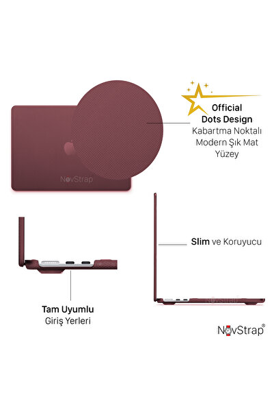 NovStrap Apple Macbook Pro 16 inç M3/M3 Pro/Max A2991 ile Uyumlu Kılıf Dots Nokta Desen Sert Kapak