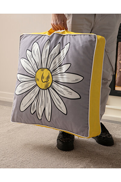 Ottoson EVOTTO HOME DEKORATİF ÇOK AMAÇLI AYNALI KARE 60X60 PAPATYA YER MİNDERİ