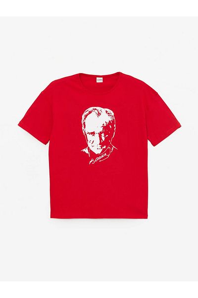LC Waikiki LCW Kids Crew Neck Ataturk Printed Short Sleeve Girls' T-Shirt