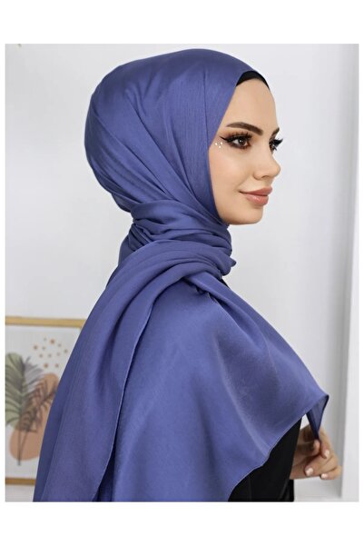 Trablus Janjan Shiny Satin Textured Hijab Evening Dress Chiffon Shawl