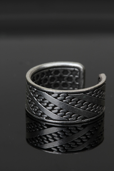 Genel Markalar Ayarlanabilir Alyans Yüzük Antik Oksit Gümüş Kaplama yüzük