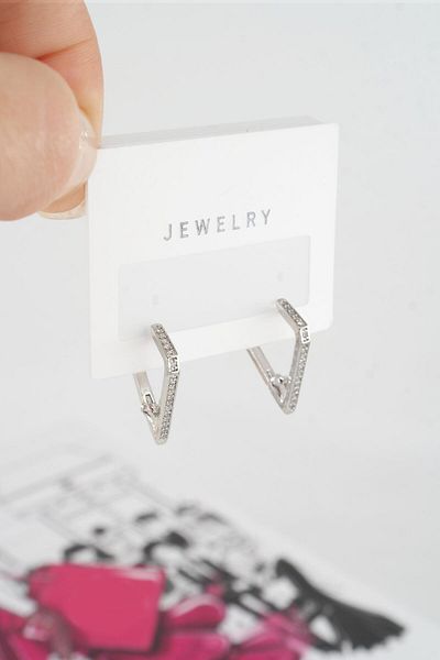 By Zeyna Aksesuar Women's Special Design Zircon Stone 2-Piece Minimal Earrings