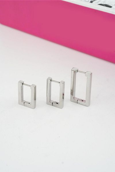 By Zeyna Aksesuar Women's Vip Series 316 L Stainless Steel Didörgen Model 3-Piece Earring Set