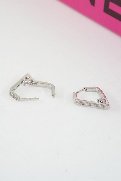 By Zeyna Aksesuar Women's Special Design Zircon Stone 2-Piece Minimal Earrings